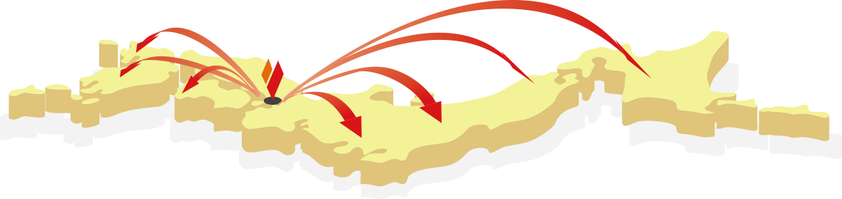 日本全国への陸送イメージ